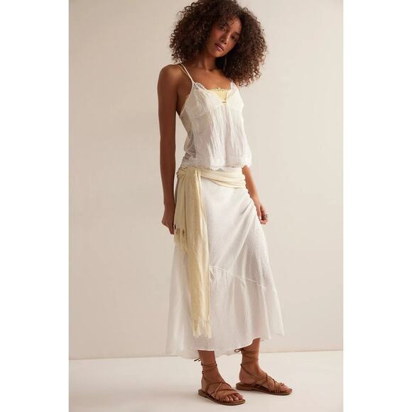 NWT Free People Intimately Sweet On You Bias Half Slip Skirt Clean Ivory White - Picture 1 of 7
